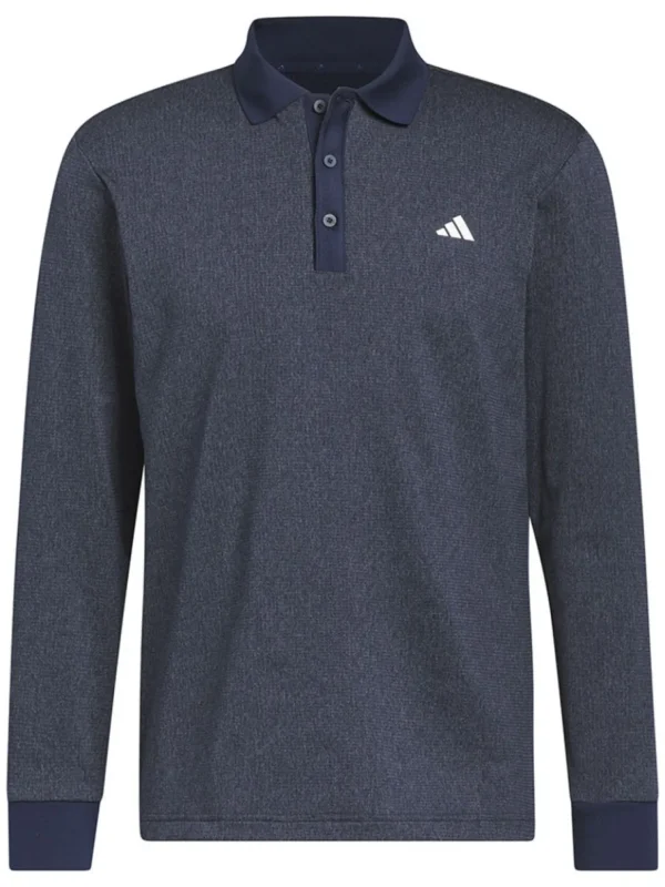 Men Adidas Shirts< Essentials Heathered Long Sleeve Polo Shirt - Collegiate Navy