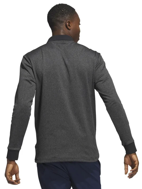 Men Adidas Shirts< Essentials Heathered Long Sleeve Polo Shirt - Black Melange