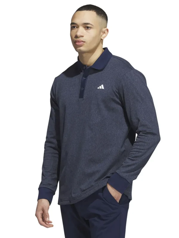 Men Adidas Shirts< Essentials Heathered Long Sleeve Polo Shirt - Collegiate Navy