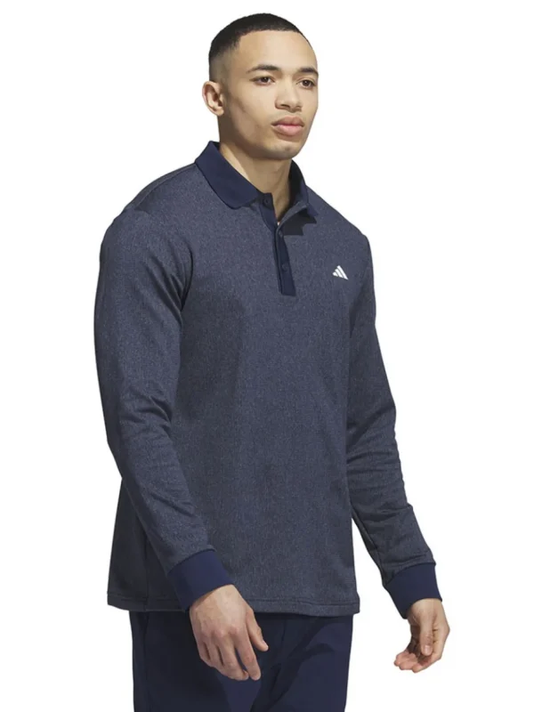 Men Adidas Shirts< Essentials Heathered Long Sleeve Polo Shirt - Collegiate Navy