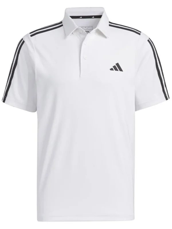 Men Adidas Shirts< Heat.Rdy 3-Stripe Short Sleeve Polo Shirt - White