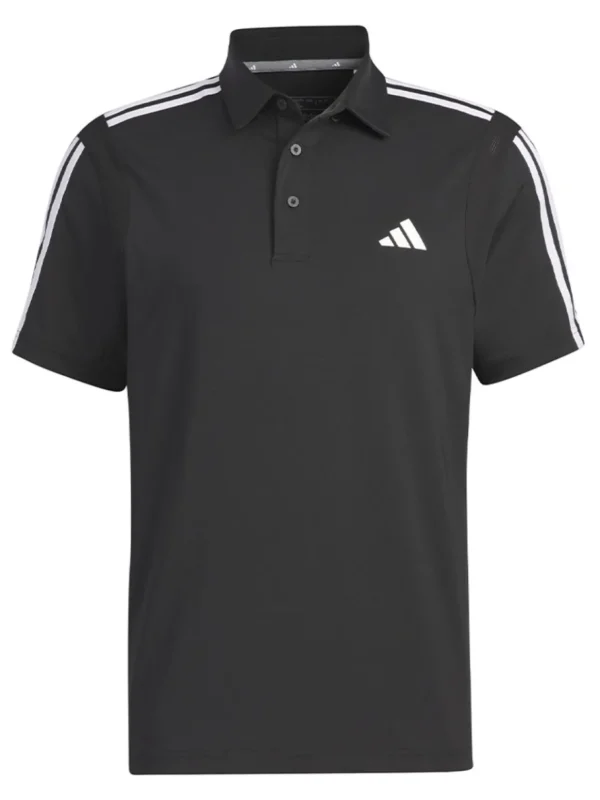 Men Adidas Shirts< Heat.Rdy 3-Stripe Short Sleeve Polo Shirt - Black