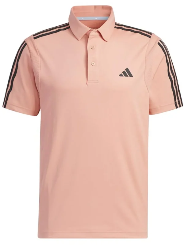 Men Adidas Shirts< Heat.Rdy 3-Stripe Short Sleeve Polo Shirt - Wonder Clay