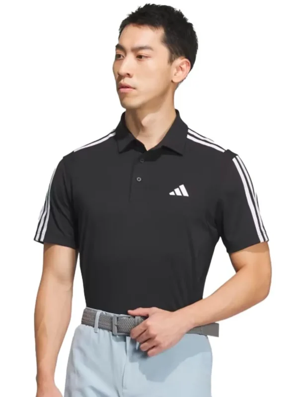 Men Adidas Shirts< Heat.Rdy 3-Stripe Short Sleeve Polo Shirt - Black