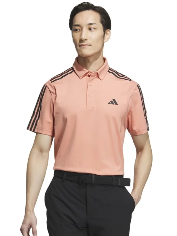 Men Adidas Shirts< Heat.Rdy 3-Stripe Short Sleeve Polo Shirt - Wonder Clay