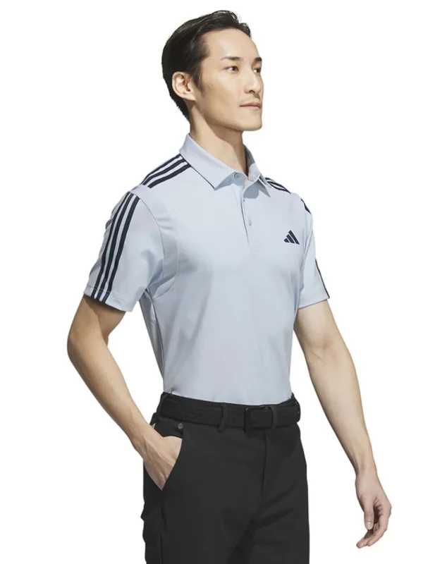 Men Adidas Shirts< Heat.Rdy 3-Stripe Short Sleeve Polo Shirt - Wonder Blue