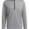 Men Adidas Jumpers< Quarter-Zip Pullover - Grey Three/Black