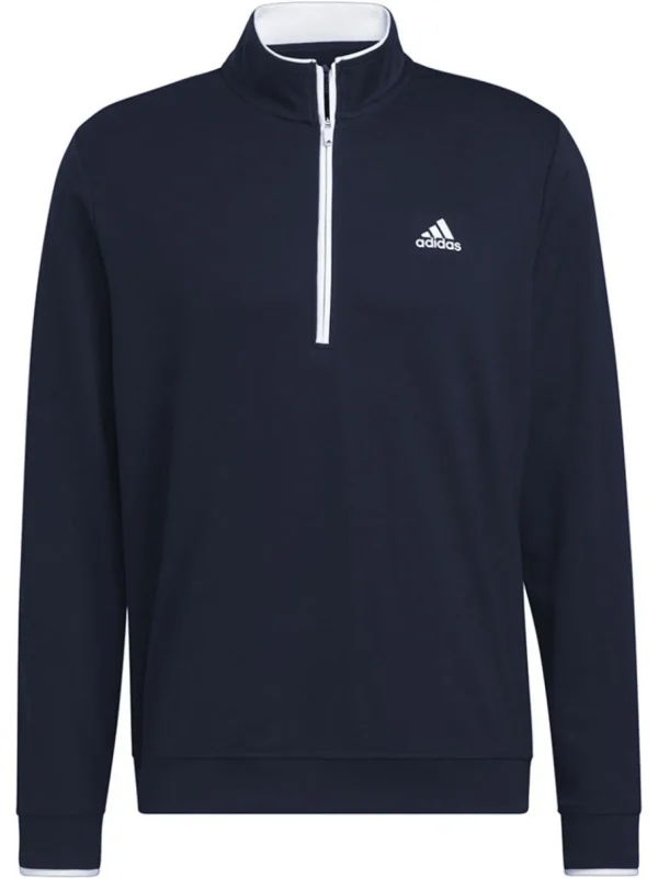 Men Adidas Jumpers< Quarter-Zip Pullover - Collegiate Navy/White