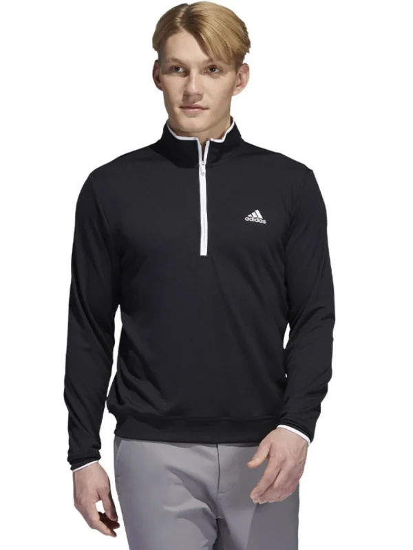 Men Adidas Jumpers< Quarter-Zip Pullover - Black/White