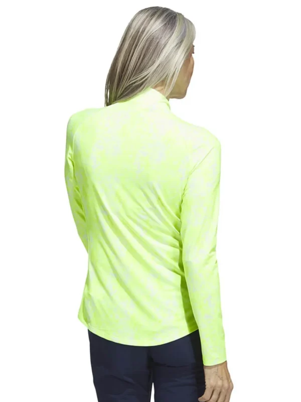 Women Adidas Shirts< Women'S Essentials Long Sleeve Printed Mock Polo Shirt - Lucid Lemon