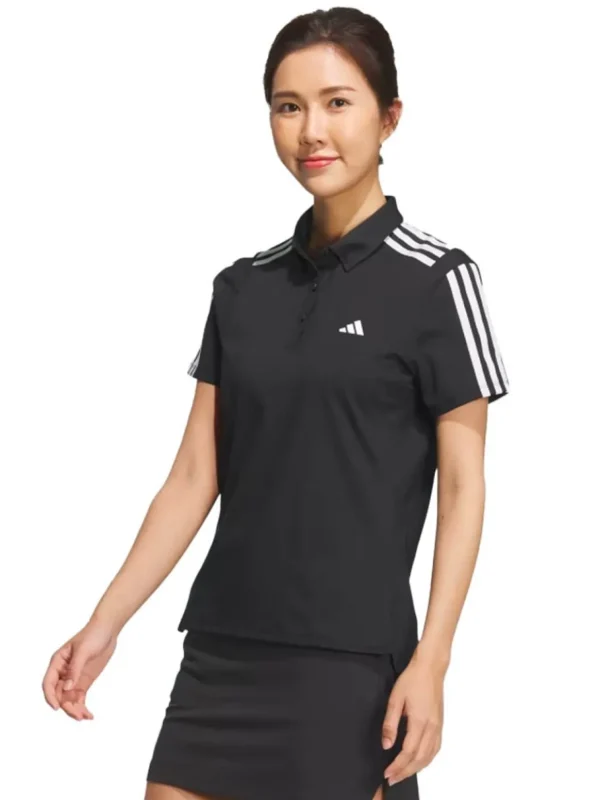 Women Adidas Shirts< Women'S Heat.Rdy 3-Stripes Short Sleeve Polo Shirt - Black