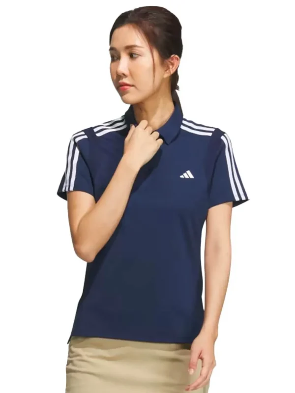 Women Adidas Shirts< Women'S Heat.Rdy 3-Stripes Short Sleeve Polo Shirt - Collegiate Navy