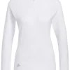 Women Adidas Shirts< Women'S Quarter-Zip Long Sleeve Golf Polo Shirt - White