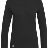 Women Adidas Shirts< Women'S Quarter-Zip Long Sleeve Golf Polo Shirt - Black