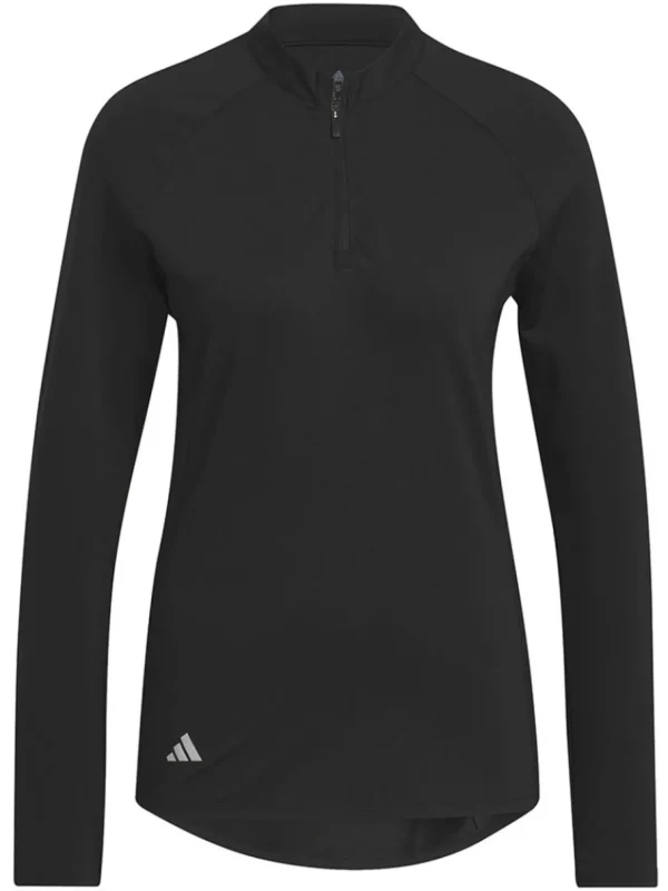 Women Adidas Shirts< Women'S Quarter-Zip Long Sleeve Golf Polo Shirt - Black