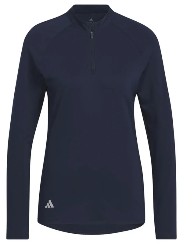 Women Adidas Shirts< Women'S Quarter-Zip Long Sleeve Golf Polo Shirt - Collegiate Navy