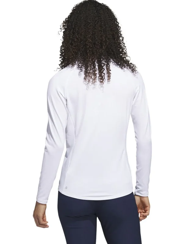 Women Adidas Shirts< Women'S Quarter-Zip Long Sleeve Golf Polo Shirt - White