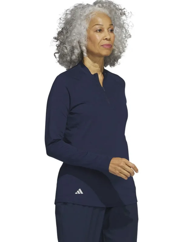 Women Adidas Shirts< Women'S Quarter-Zip Long Sleeve Golf Polo Shirt - Collegiate Navy