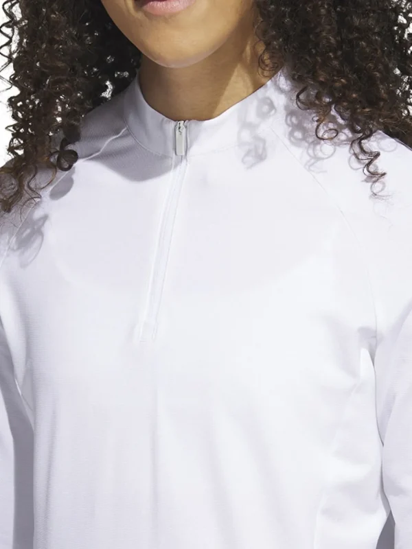 Women Adidas Shirts< Women'S Quarter-Zip Long Sleeve Golf Polo Shirt - White