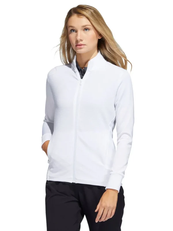 Women Adidas Jumpers< Women'S Textured Full-Zip Jacket - White