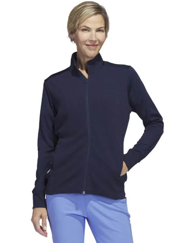 Women Adidas Jumpers< Women'S Textured Full-Zip Jacket - Collegiate Navy