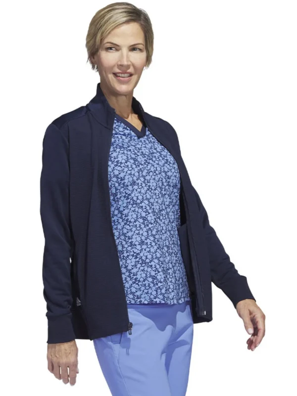 Women Adidas Jumpers< Women'S Textured Full-Zip Jacket - Collegiate Navy