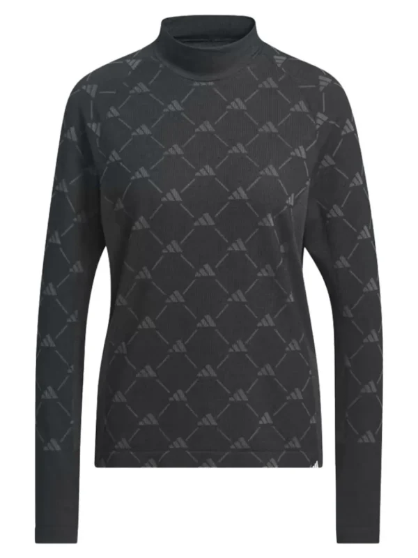 Women Adidas Shirts< Women'S Ultimate365 Tour Monogram Mock Neck Long-Sleeve Top - Black