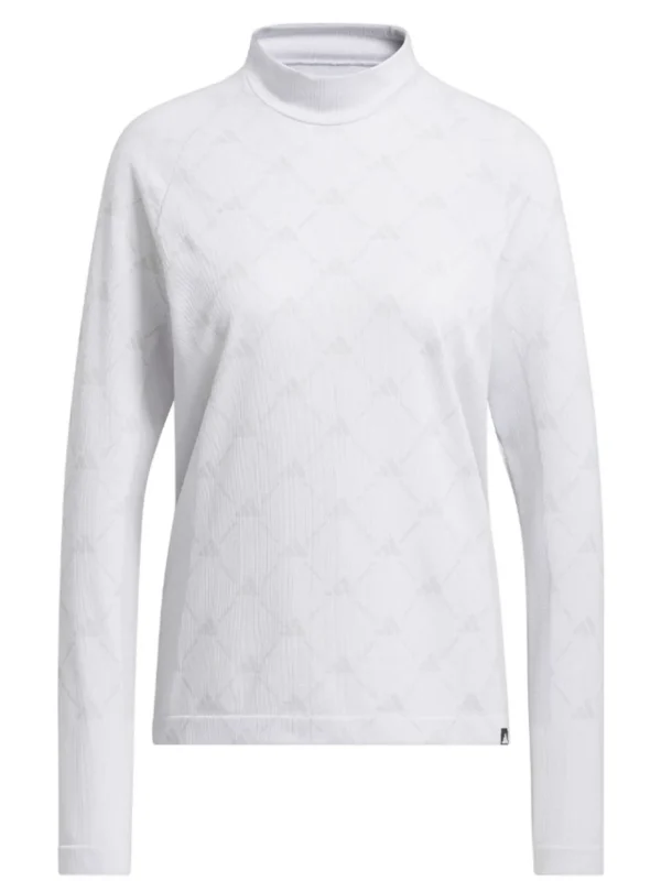 Women Adidas Shirts< Women'S Ultimate365 Tour Monogram Mock Neck Long-Sleeve Top - White