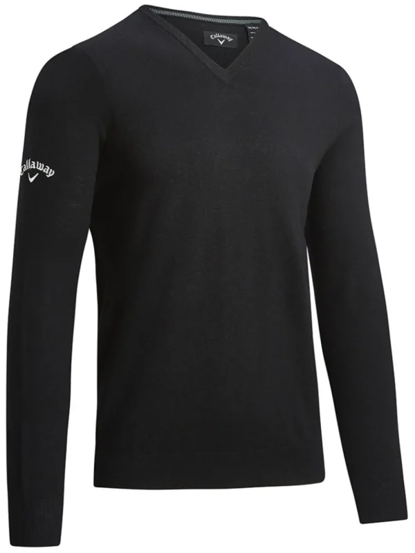 Men Callaway Jumpers< V-Neck Merino Sweater - Black Onyx