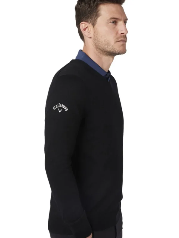 Men Callaway Jumpers< V-Neck Merino Sweater - Black Onyx