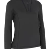 Women Callaway Shirts< Women'S 1/4 Zip Chev Front Seams Top - Caviar