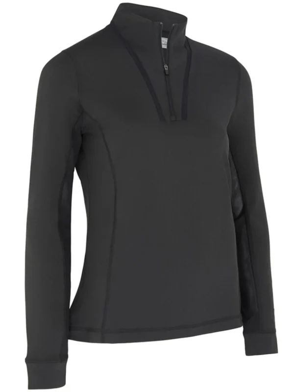 Women Callaway Shirts< Women'S 1/4 Zip Chev Front Seams Top - Caviar