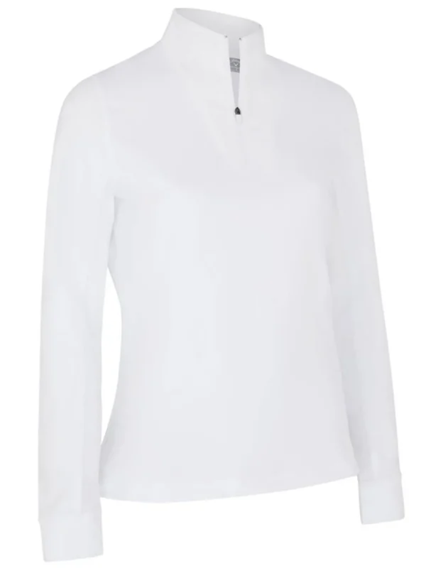 Women Callaway Shirts< Women'S 1/4 Zip Chev Front Seams Top - Brilliant White