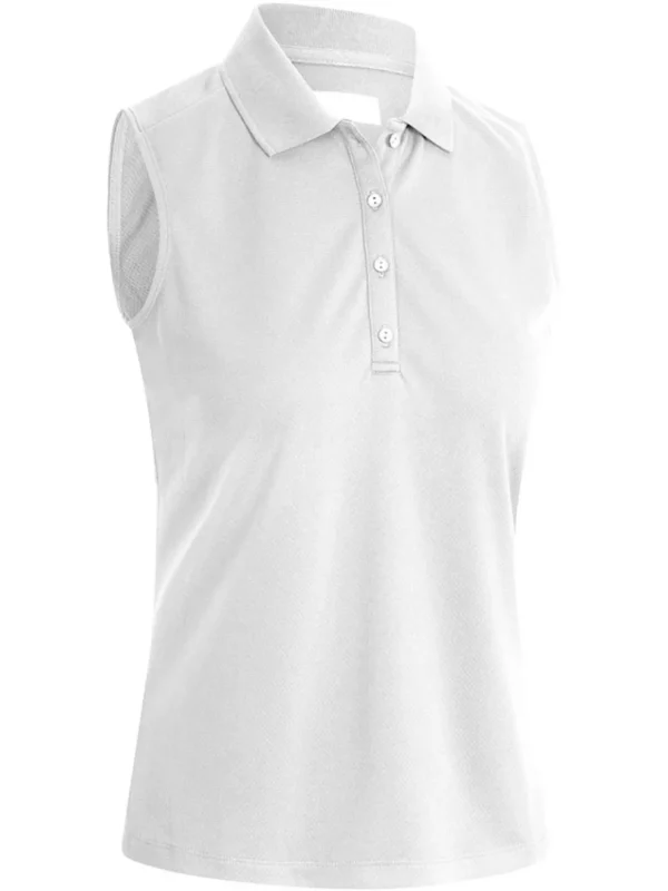 Women Callaway Shirts< Women'S Sleeveless Knit Polo - Brilliant White