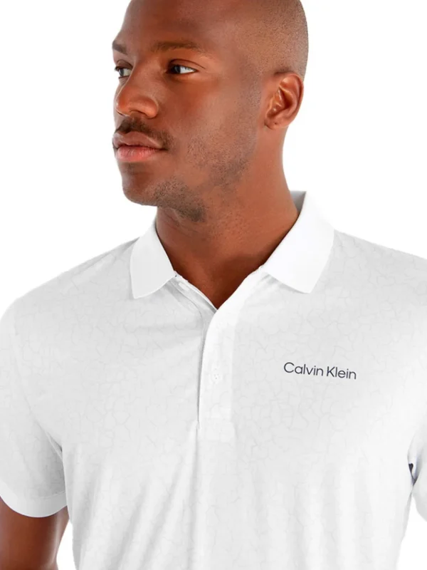 Men Calvin Klein Shirts< Fracture Print Polo - White/Pulse Silver