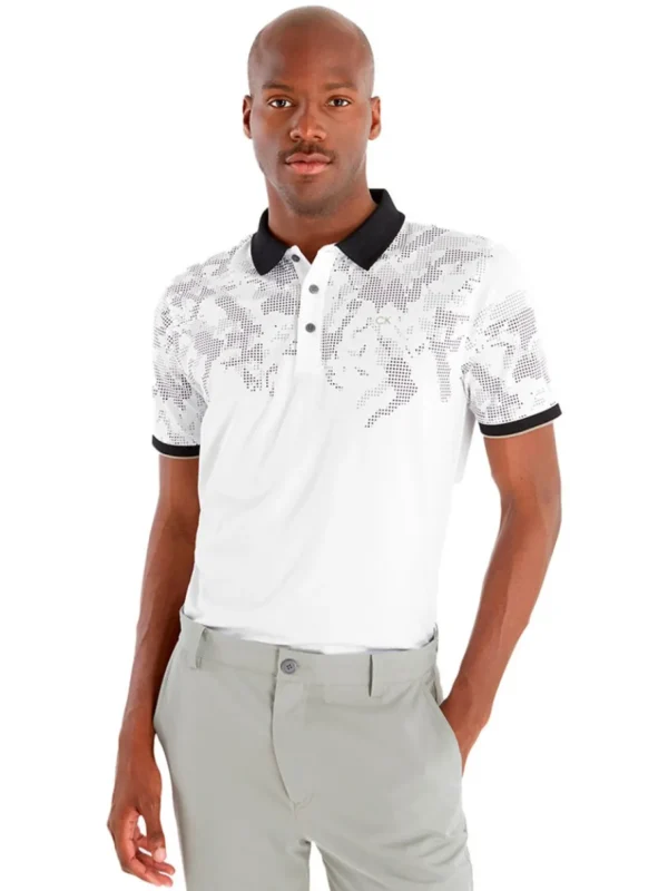 Men Calvin Klein Shirts< Nashua Printed Polo - White/Black