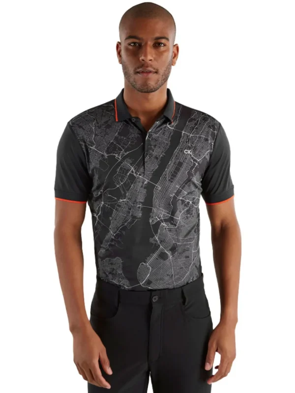 Men Calvin Klein Shirts< Nyc Print Polo - Black