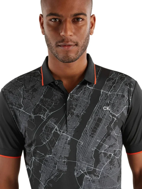 Men Calvin Klein Shirts< Nyc Print Polo - Black