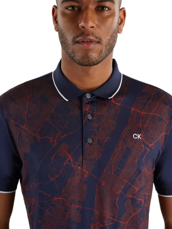 Men Calvin Klein Shirts< Nyc Print Polo - Peacoat