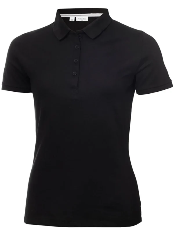 Women Calvin Klein Shirts< W Performance Cotton Pique Polo - Black