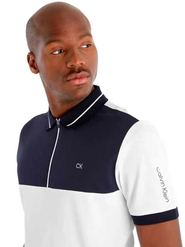 Men Calvin Klein Shirts< Whitman Zipped Polo - White/Navy