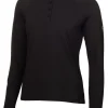 Women Calvin Klein Shirts< Women'S Blair Long Sleeve Polo - Black