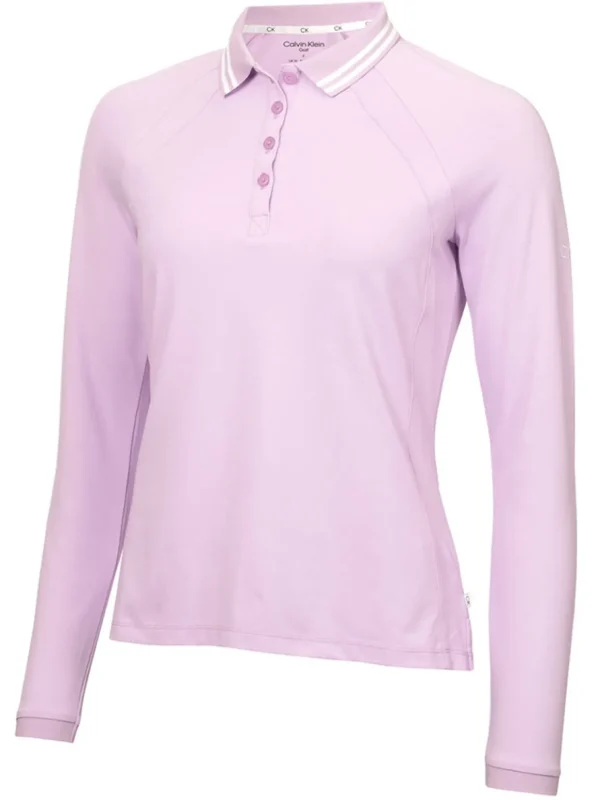 Women Calvin Klein Shirts< Women'S Blair Long Sleeve Polo - Lilac