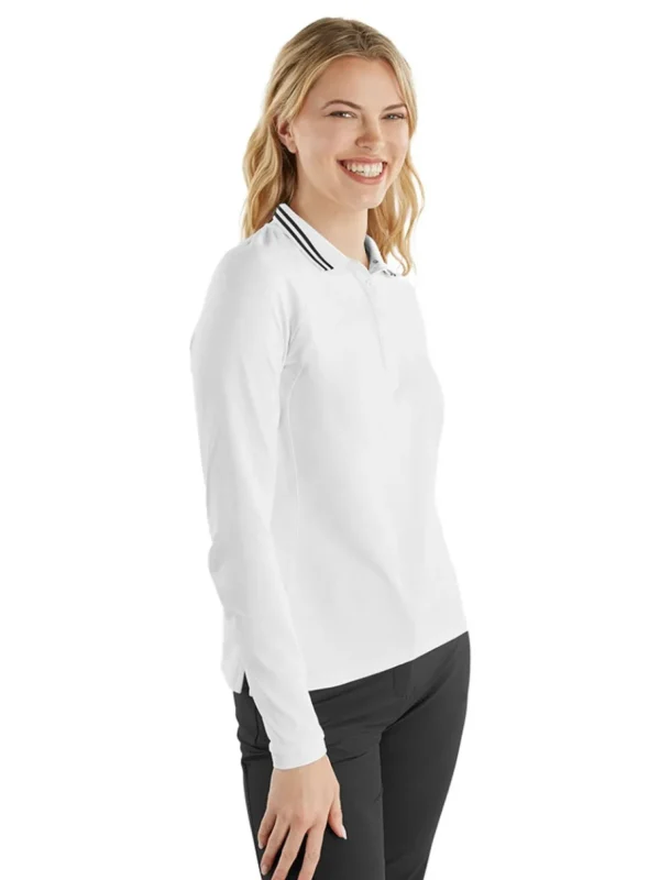 Women Calvin Klein Shirts< Women'S Blair Long Sleeve Polo - White