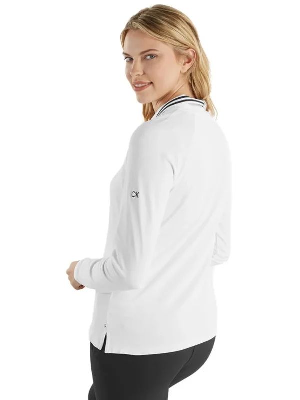 Women Calvin Klein Shirts< Women'S Blair Long Sleeve Polo - White