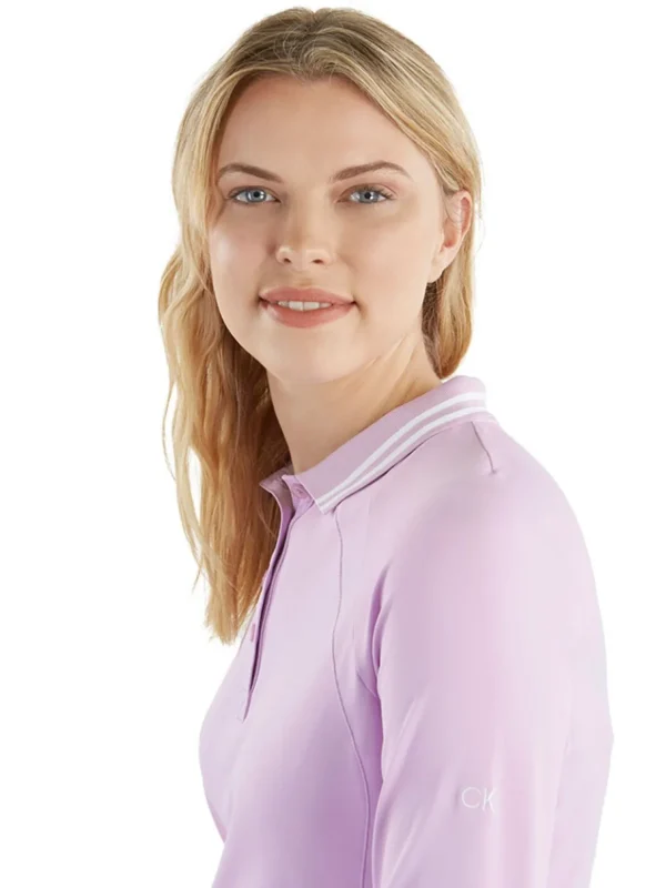 Women Calvin Klein Shirts< Women'S Blair Long Sleeve Polo - Lilac