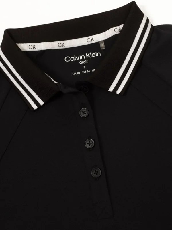 Women Calvin Klein Shirts< Women'S Blair Long Sleeve Polo - Black