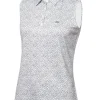 Women Calvin Klein Shirts< Women'S Crackle Sleeveless Polo - White/Navy