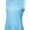 Women Calvin Klein Shirts< Women'S Crackle Sleeveless Polo - Heritage Blue/White