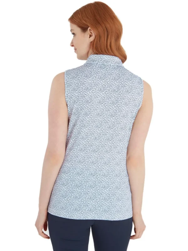 Women Calvin Klein Shirts< Women'S Crackle Sleeveless Polo - White/Navy